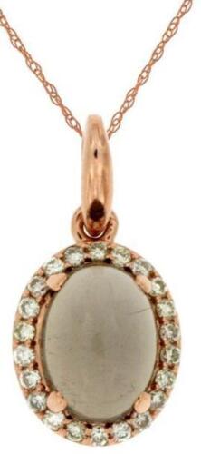 1.44CT DIAMOND & AAA SMOKY TOPAZ 14KT ROSE GOLD 3D OVAL & ROUND FLOATING PENDANT