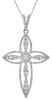 ESTATE .91CT DIAMOND 14KT WHITE GOLD 3D CLASSIC FLORAL CROSS FLOATING PENDANT