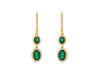 1.50CT DIAMOND & AAA EMERALD 14KT YELLOW GOLD 3D OVAL JOURNEY HANGING EARRINGS