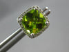 3.41CT DIAMOND & AAA PERIDOT 14KT WHITE GOLD CUSHION & ROUND HALO STUD EARRINGS
