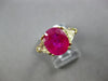 LARGE 5.1CT DIAMOND & AAA BURMA RUBY 18KT YELLOW GOLD 3D 3 STONE ENGAGEMENT RING