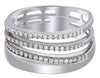 WIDE .30CT DIAMOND 18KT WHITE GOLD MULTI ROW CRISS CROSS MATTE & SHINY FUN RING