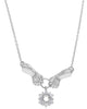 ESTATE .23CT DIAMOND 18KT WHITE GOLD 3D FLOWER DOUBLE HAND LUCKY FLOWER NECKLACE