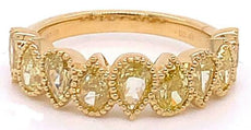 2.49CT FANCY YELLOW DIAMOND 18KT YELLOW GOLD PEAR SHAPE 9 STONE ANNIVERSARY RING