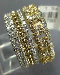 1.52CT DIAMOND 14KT 2 TONE GOLD 3D MULTI ROW LOVE KNOT BEADED STACKABLE FUN RING