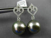 .42CT DIAMOND & AAA TAHITIAN PEARL 18K WHITE GOLD OPEN FILIGREE HANGING EARRINGS