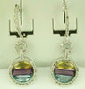 3.3CT DIAMOND & AAA MULTI COLOR CITRINE 14K WHITE GOLD CIRCULAR HANGING EARRINGS