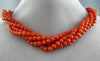 ESTATE LARGE AAA NATURAL CORAL 14KT YELLOW GOLD MULTI STRAND BEAD NECKLACE 25638