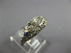 ANTIQUE .15CT OLD MINE DIAMOND & AAA SAPPHIRE 14KT WHITE GOLD 3D ART DECO RING