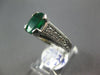 ESTATE 2.18CT DIAMOND & AAA EMERALD 14K WHITE GOLD OVAL FILIGREE ENGAGEMENT RING