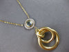 LARGE .61CT DIAMOND & AAA LIGHT BLUE TOPAZ 14KT 2 TONE GOLD 3D CIRCULAR NECKLACE