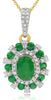 .30CT DIAMOND & AAA EMERALD 14K YELLOW GOLD 3D OVAL & ROUND FLOATING FUN PENDANT