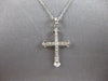 ESTATE .44CT DIAMOND 18KT WHITE GOLD 3D PRINCESS & ROUND CROSS FLOATING PENDANT