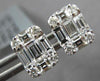 .97CT DIAMOND 18KT WHITE GOLD 3D ROUND & BAGUETTE INVISIBLE SQUARE STUD EARRINGS