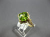 ESTATE 2.21CT DIAMOND & AAA PERIDOT 14KT YELLOW GOLD SQUARE GEOMETRICAL FUN RING