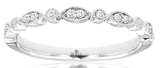 ESTATE .13CT DIAMOND 14KT WHITE GOLD 3D ROUND MARQUISE SHAPE FILIGREE FUN RING