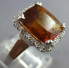 LARGE 7.96CT DIAMOND & AAA CITRINE 14KT WHITE GOLD CUSHION & ROUND HALO FUN RING