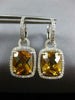 LARGE 14.60CT DIAMOND & AAA CITRINE 14KT WHITE GOLD 3D CUSHION HANGING EARRINGS