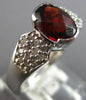 1.90CT DIAMOND & AAA GARNET 14KT WHITE GOLD 3D OVAL & ROUND SEMI BEZEL LOVE RING
