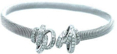 .72CT DIAMOND 18KT WHITE GOLD 3D LOVE KNOT SNAKE FLEXIBLE CUFF BANGLE BRACELET