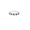 ESTATE .66CT DIAMOND & AAA SAPPHIRE 18K WHITE GOLD MULTI FLOWER ANNIVERSARY RING