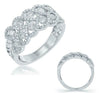 WIDE 1.13CT DIAMOND 14KT WHITE GOLD 2 ROW INFINITY MULTI LEAF ANNIVERSARY RING