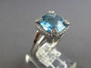 4.66CT DIAMOND & AAA BLUE TOPAZ 14KT WHITE GOLD CUSHION & ROUND ENGAGEMENT RING