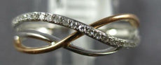 ESTATE .08CT DIAMOND 14KT WHITE & ROSE GOLD 3D MULTI ROW CRISS CROSS X LOVE RING