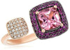 1.37CT DIAMOND AAA PINK TOURMALINE & SAPPHIRE 14KT ROSE GOLD DOUBLE SQUARE RING