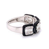 WIDE .67CT DIAMOND & BLACK ENAMEL 18K WHITE GOLD CLUSTER SQUARE ANNIVERSARY RING