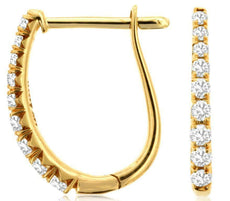 ESTATE .25CT DIAMOND 14KT YELLOW GOLD GRADUATING OVAL LEVERBACK HANGING EARRINGS