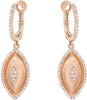 ESTATE .40CT DIAMOND 14KT ROSE GOLD 3D ROUND MATTE & SHINY LEAF HANGING EARRINGS
