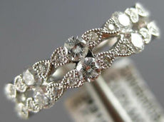 1.63CT DIAMOND 18K WHITE GOLD ROUND FILIGREE FLORAL DOUBLE BAND ANNIVERSARY RING