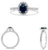 1.27CT DIAMOND & AAA SAPPHIRE 14KT WHITE GOLD OVAL & ROUND HALO ENGAGEMENT RING