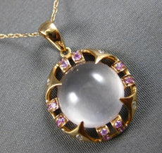 4.72CT DIAMOND & AAA PINK SAPPHIRE & PINK QUARTZ 14K ROSE GOLD 3D FLORAL PENDANT