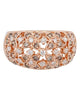 ESTATE .87CT WHITE & MOCHA DIAMOND 18KT ROSE GOLD CLASSIC MULTI FLOWER FUN RING