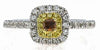 .72CT WHITE ORANGE & FANCY YELLOW DIAMOND 18KT 2 TONE GOLD HALO ENGAGEMENT RING