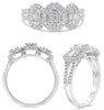 .66CT DIAMOND 14KT WHITE GOLD ROUND & BAGUETTE CLUSTER PAST PRESENT FUTURE RING