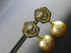 3.22CT WHITE & FANCY YELLOW DIAMOND & MULTI GEM & PEARL 18K YELLOW GOLD EARRINGS