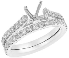 1.12CT DIAMOND 14KT WHITE GOLD ROUND CLASSIC 4 PRONG ENGAGEMENT WEDDING RING SET