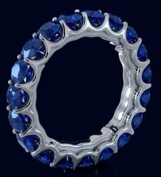 3.60CT AAA SAPPHIRE 14KT WHITE GOLD CLASSIC SHARED PRONG ETERNITY LOVE FUN RING