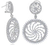 LARGE 6.11CT DIAMOND 18K WHITE GOLD FLOWER MULTI SWIRL CIRCULAR HANGING EARRINGS