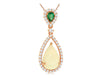 1.59CT DIAMOND & AAA OPAL & EMERALD 14K ROSE GOLD 3D PEAR SHAPE FLOATING PENDANT