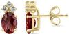 1.10CT DIAMOND & AAA GARNET 14KT YELLOW GOLD OVAL & ROUND CLASSIC STUD EARRINGS