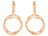 LARGE .45CT DIAMOND 14K ROSE GOLD DOUBLE CIRCULAR BAMBOO HUGGIE HANGING EARRINGS