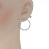 1.57CT DIAMOND 18K WHITE GOLD CIRCULAR CRISS CROSS SIDEWAY HOOP HANGING EARRINGS