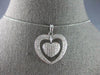 ESTATE LARGE .76CT DIAMOND 14KT WHITE GOLD 3D DOUBLE HEART LOVE FLOATING PENDANT