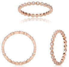 .21CT DIAMOND 14KT ROSE GOLD 3D ROUND FILIGREE ETERNITY CLASSIC ANNIVERSARY RING