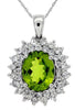 LARGE 3.85CT DIAMOND & AAA PERIDOT 14KT WHITE GOLD OVAL & ROUND FLOATING PENDANT