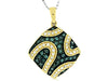 .50CT WHITE & BLUE DIAMOND 14KT YELLOW GOLD CLUSTER SQUARE FUN FLOATING PENDANT